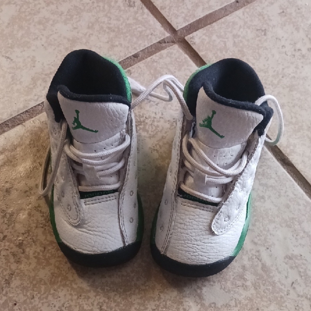 Jordan Toddler  White and Green Sneakers
